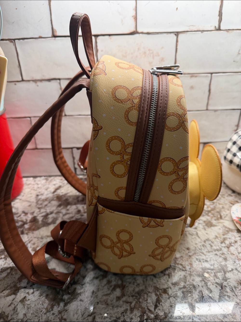 Loungefly Disney Yellow Pretzel Mickey Mini Backpack - Picture 2 of 5